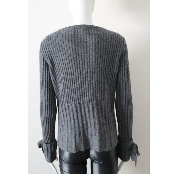 Derek Lam 10 Crosby Tie Sleeve Sweater / Meduim / Dark Grey V-Neck Wool Revolve - Picture 3 of 12